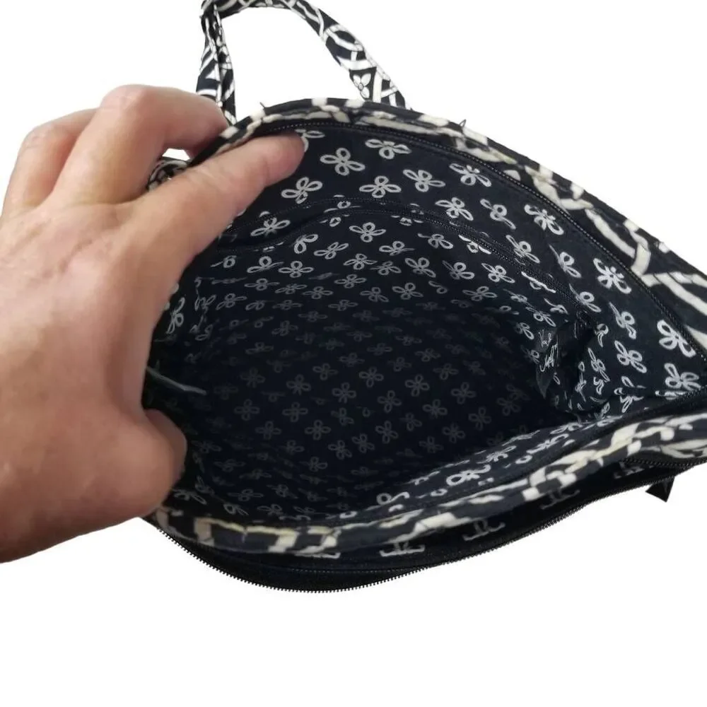 Vera Bradley Black & White Cotton Quilted Adjustable Crossbody or Shoulder Bag